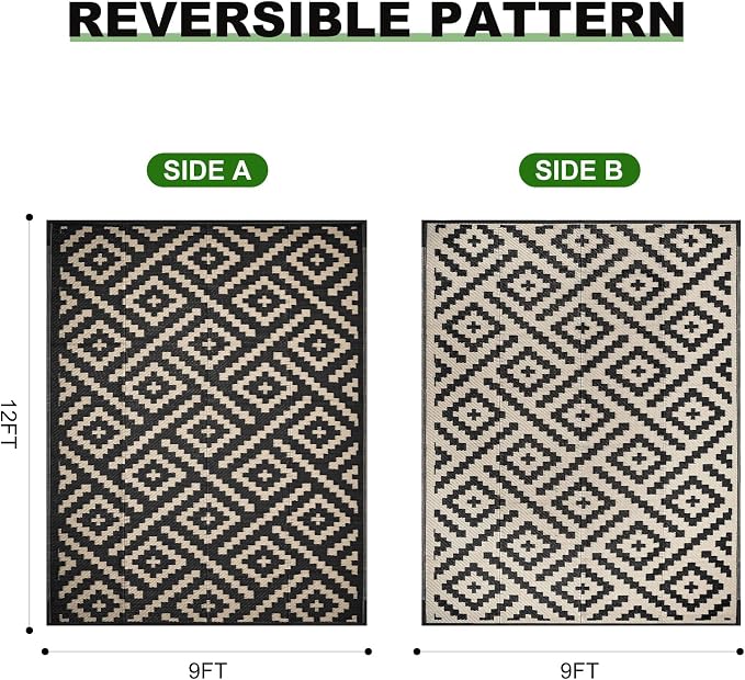 RURALITY Outdoor Rugs 9x12 Feet - Image 2