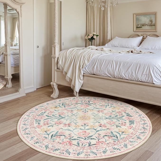 Wonnitar Washable Round Rugs 6ft, Boho Soft Ultra-Thin Circular Carpets - Image 7