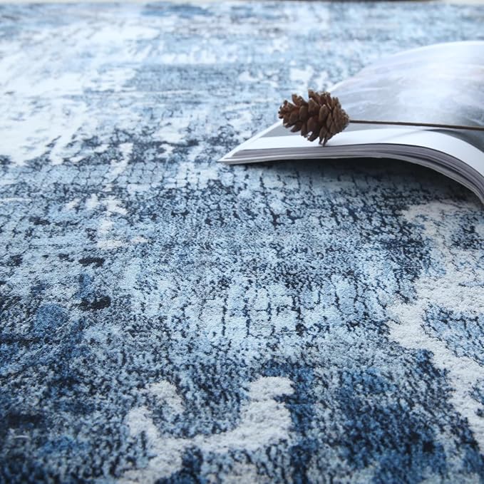Rugcomf 4x6 Rug Washable Boho Soft Area Rug Abstract Pattern Non-Slip Faux Wool - Image 7