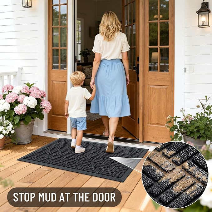 OLANLY Front Door Mat Outside Entrance 35x23, Heavy Duty Sturdy Natural Rubber - Image 7