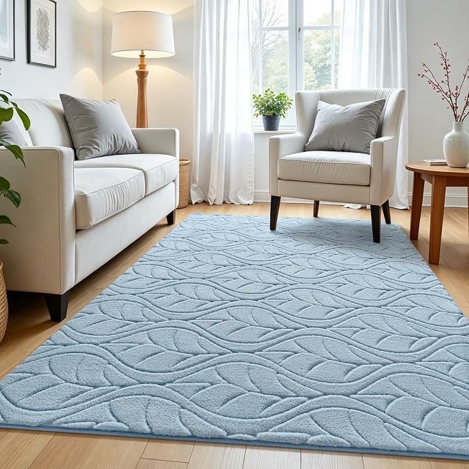 Macgace 4x6 Blue Area Rug, Soft Shag Carpet, Washable Bedroom Nursery Rugs - Image 3
