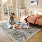 Machine Washable Rug for Living room: 6x9 Area Rugs Boho Vintage Rugs Stain - Image 7