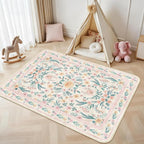 Pink Floral Rug 3x5 for Girls Bedroom, Washable Non-Slip Nursery Rug, Soft Cute - Image 7