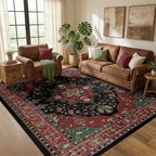 RELEANY Area Rugs 5'x8' Washable Non-Slip, Floral Vintage Distress Medallion - Image 2