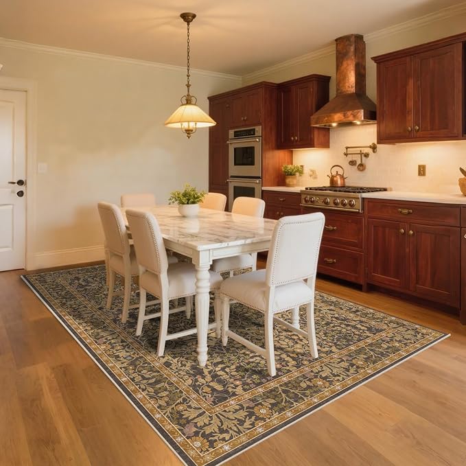 5x7 Washable Area Rugs for Living Room, Stain Resistant Vintage Rugs for Dining - Image 5