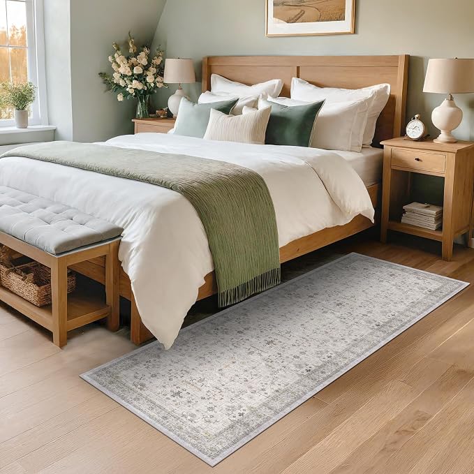 Light Grey 2x5 Boho Bathroom Runner Rug - Image 6