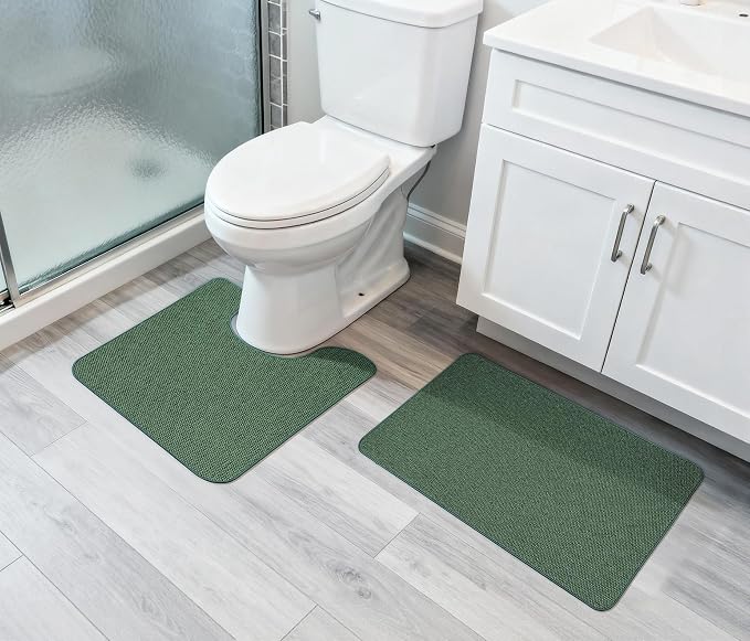 Bosap Bathroom Rugs Set 2 Pieces, Thin Bathroom Mats, Toilet Rugs, Quick Dry - Image 6