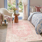 Latte&Fog Vintage Pink Area Rugs 4x6, Washable Cute Small Rugs - Image 5