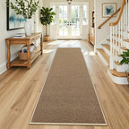 Faux Jute Hallway Runner Rug 2'x6', Washable & Non-Slip, Taupe | 0.27" Low Pile - Image 6