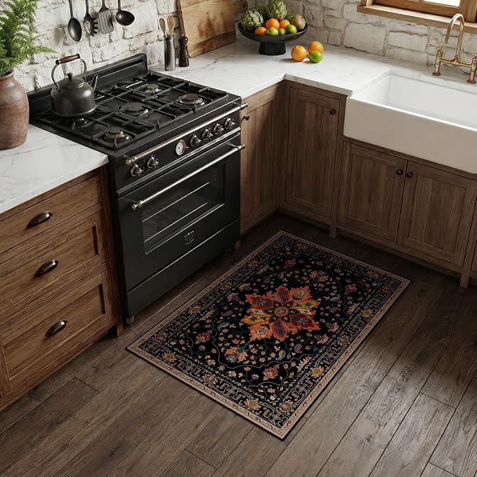 RELEANY Area Rugs Small 2'x3' Washable Non-Slip, Floral Vintage Distress - Image 2