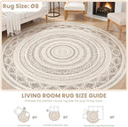 cotiled 8x8 Round Area Rugs Living Room Rug: Washable Boho Rugs - Image 8