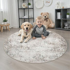 Round Area Rug for Living Room: 5 ft Washable Modern Abstract Soft Thin Rug - Image 2