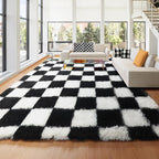 KICMOR 8x10 Area Rugs for Living Room, Large Fluffy Soft Black and White - Image 5