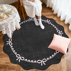 GarveeHome Scalloped Bow Rug for Living Room, 5ft Round Rugs Washable Solid Rug - Image 3