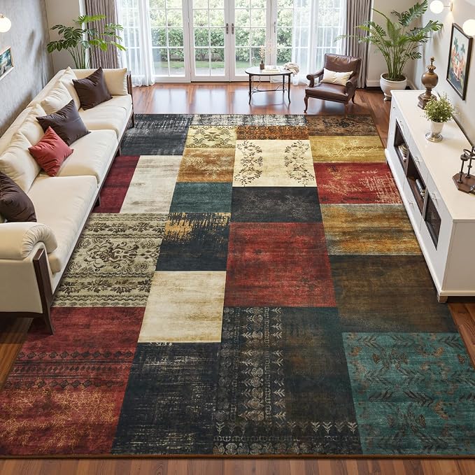 DweIke Washable Area Rugs 5x7 for Living Room, Modern Geometric Colorful Soft by DweIkeHomeDecor
