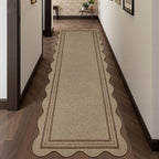 Scalloped Easy Jute 2.6x8 Kitchen Runner Rug, Washable Rugs - Image 7