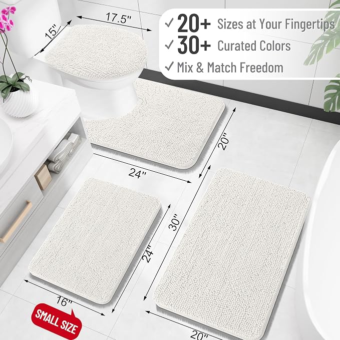 OLANLY Bathroom Rugs 32x20, Extra Soft Absorbent Chenille Bath Rugs, Rubber - Image 2