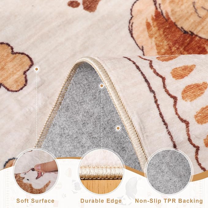 DUKINO 2x4 Runner Rug for Entryway, Animal Dog Print Washable Kitchen Rug - Image 5