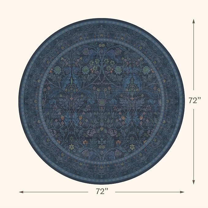 Washable 6ft Round Living Room Rug, Thin Circle Rug - Image 2