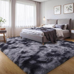 KICHOWUA Thick Area Rug Dark Grey Fluffy Shag 6x9 by KICHOWUA