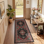 RELEANY Area Rugs Runner 2'x5' Washable Non-Slip, Floral Vintage Distress by RELEANY