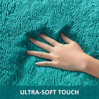Ophanie Teal Rugs for Bedroom Living Room, Fluffy Fuzzy Furry Carpet, Plush - Image 2