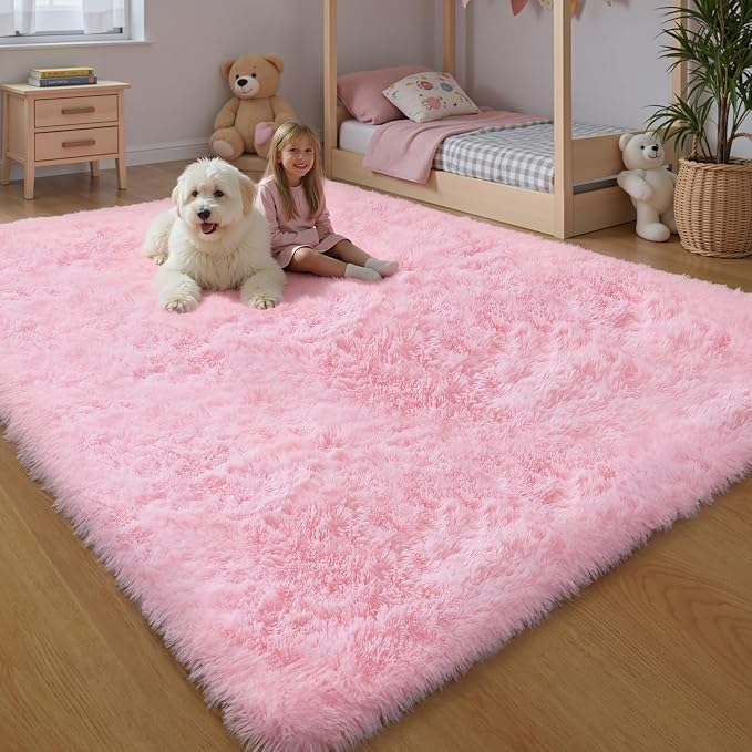 Pink Fluffy 9x12 Large Area Rugs - Image 6