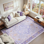 RELEANY Area Rugs 7'x9' Washable Non-Slip, Floral Vintage Distress Medallion by RELEANY