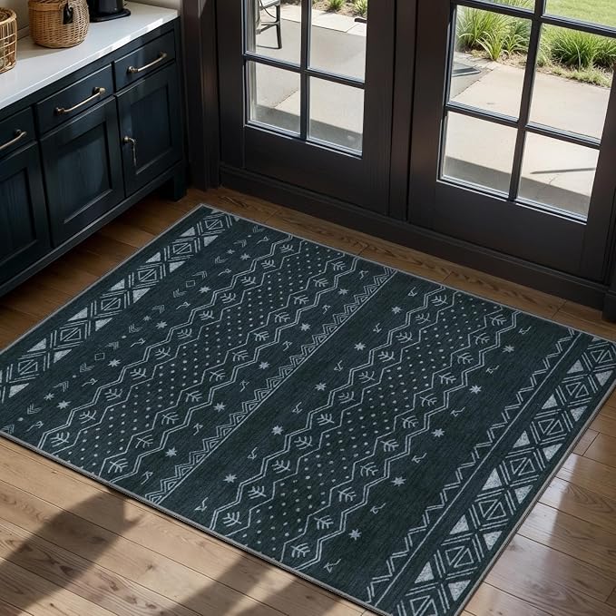 SERISSA 2x3 Rugs for Entryway, Washable Non-Slip Grey Small Area Rug, Soft by SERISSAHomeDecorCollection