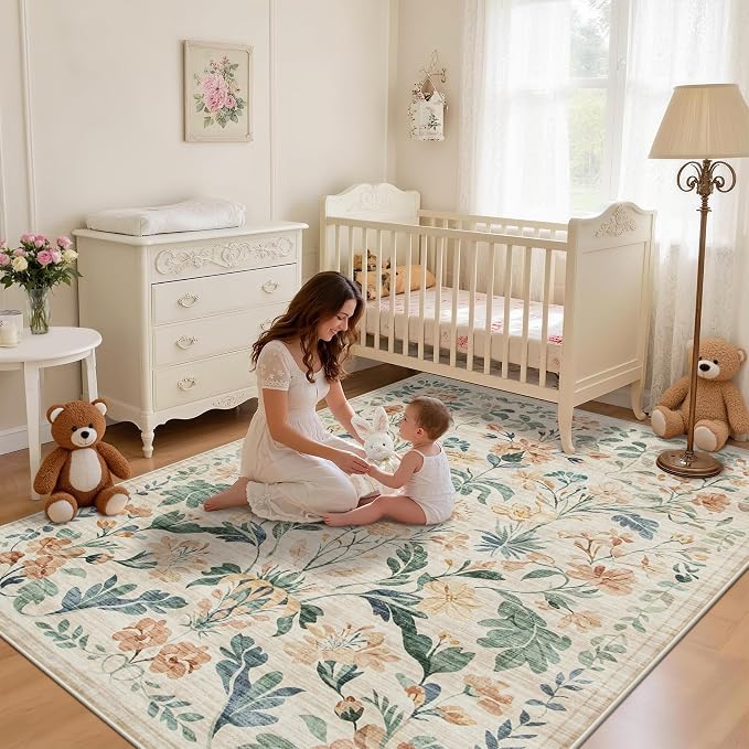 6x9 Area Rugs Washable Rug: Large Boho Living Room Rug Soft Non-Slip Low Pile - Image 3
