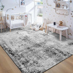 Living Room Rug 8x10 Gray Area Rugs Machine Washable Abstract Boho Large Rug - Image 3