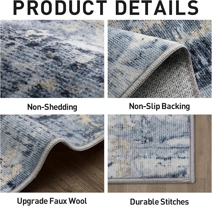 10x14 Area Rugs Washable Rug: Modern Abstract Living Room Rug Soft Anti-Skid - Image 5