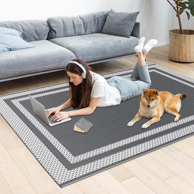HappyTrends, Outdoor Rug, Patio Rug, Reversible Portable Outdoor Plastic Straw by HappyTrends
