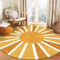 Lahome Sun Round Rug: 3ft Washable & Non-Slip Distressed Boho Rainbow Sun Print by Lahome