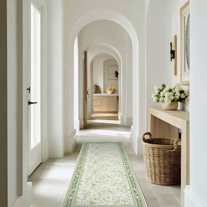 Sage Green Runner Rug 2x6 for Hallways, Non-Slip Washable Kitchen Runner - Image 2