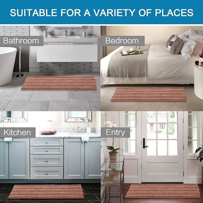 H.VERSAILTEX Bath Rugs for Bathroom Non Slip Bath Mats Extra Thick Chenille - Image 6
