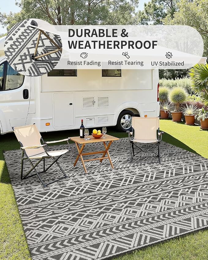 MontVoo-Outdoor Rug Waterproof 6x9 ft Outdoor Carpet Patio Rug Mat Reversible - Image 4