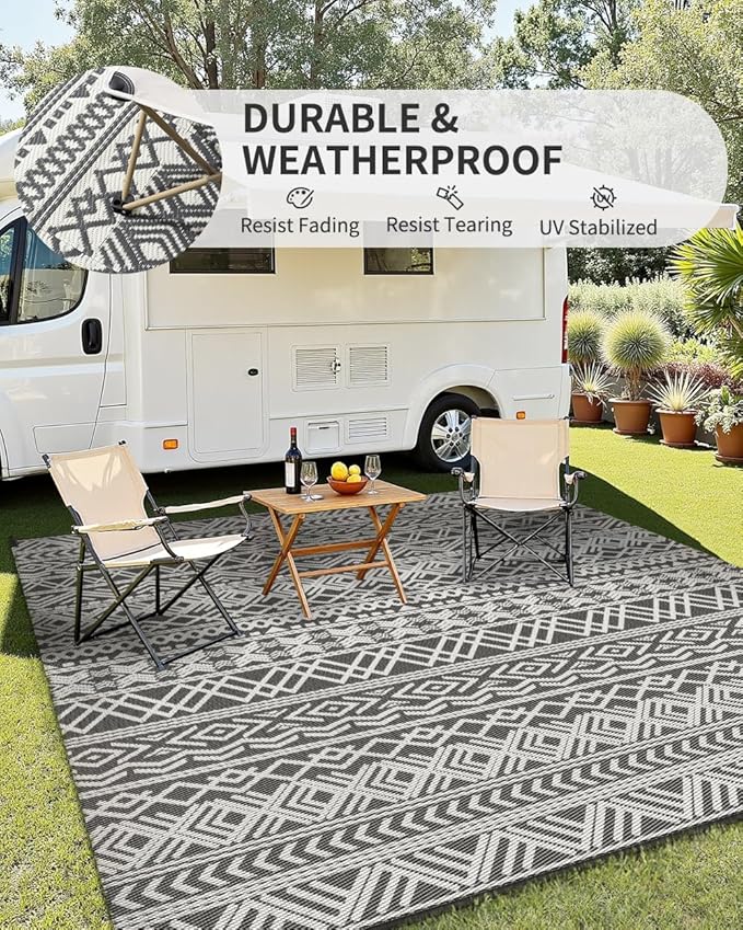 MontVoo Outdoor Rug Carpet Waterproof 5x8 Outdoor Patio Rug Mat Reverisble - Image 4