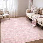 Nakagishi Pink Rugs for Bedroom Girls: 4x6 Washable Boho Large Neutral Area Rug - Image 3