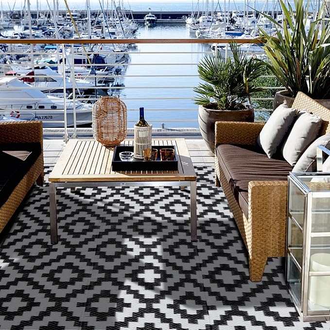 SAND MINE Waterproof Outdoor Rug 4x6 ft, Plastic Reversible Rug, Modern Area Rug - Image 6