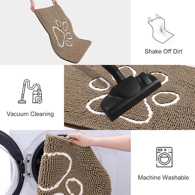 Smiry Dog Door Mat for Muddy Paws, Absorbent Dirt Trapper Non Slip Quick Dry - Image 6