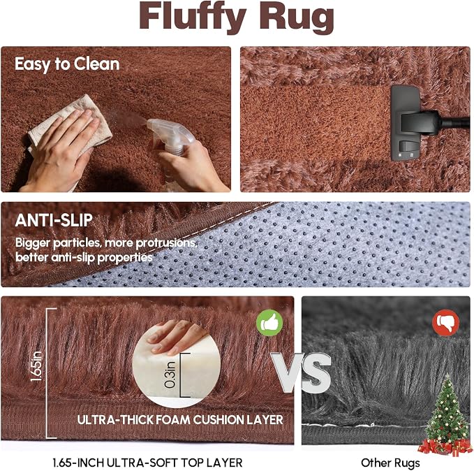 6x9 Rugs for Living Room, Rugs for Bedroom, Plush Fluffy Carpet, Non-Slip - Image 5