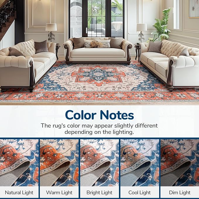Lessymo 8 x 10 Area Rugs for Living Room- Machine Washable Area Rugs Boho Faux - Image 6