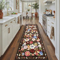 Floral Hallway Runner Rug Espresso Non-Slip, 2x10 Washable Ultra-Thin Soft by WelcometoBabovid