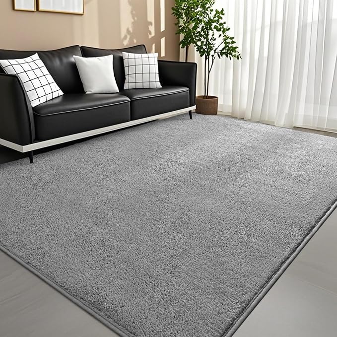 7x10 Feet Grey Area Rugs for Bedroom, Indoor Washable Memory Foam Rug for by Woottpe