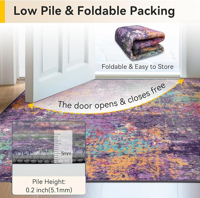 RELEANY Washable Area Rugs 6'x9' Non-Slip Modern Abstract Soft - Image 6