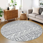 KUTA Boho Round Area Rugs 6Ft Grey Moroccan Circle Washable Rug Non-Slip by KUTA
