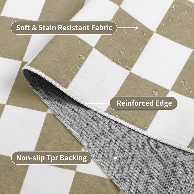 Terrug Beige and White Checkered Rug - Image 5