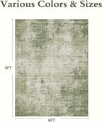 6x9 Area Rugs for Living Room Non Slip Machine Washable Rug Distressed Abstract - Image 2