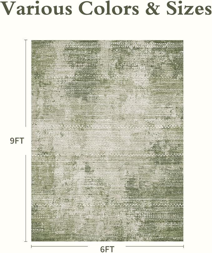 6x9 Area Rugs for Living Room Non Slip Machine Washable Rug Distressed Abstract - Image 2